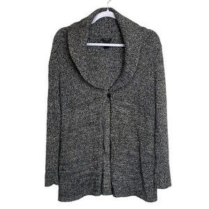 Ann Taylor Cardigan Shawl Collar Cotton Rabbit Hair Grandma Chic Marled Size M